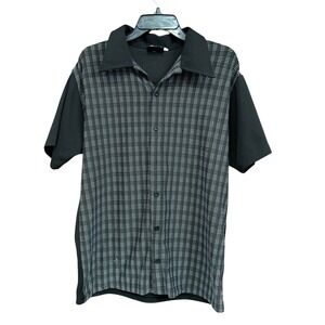 Positano Men's Black &‎ White Button Down Shirt Short Sleeve - Size M
